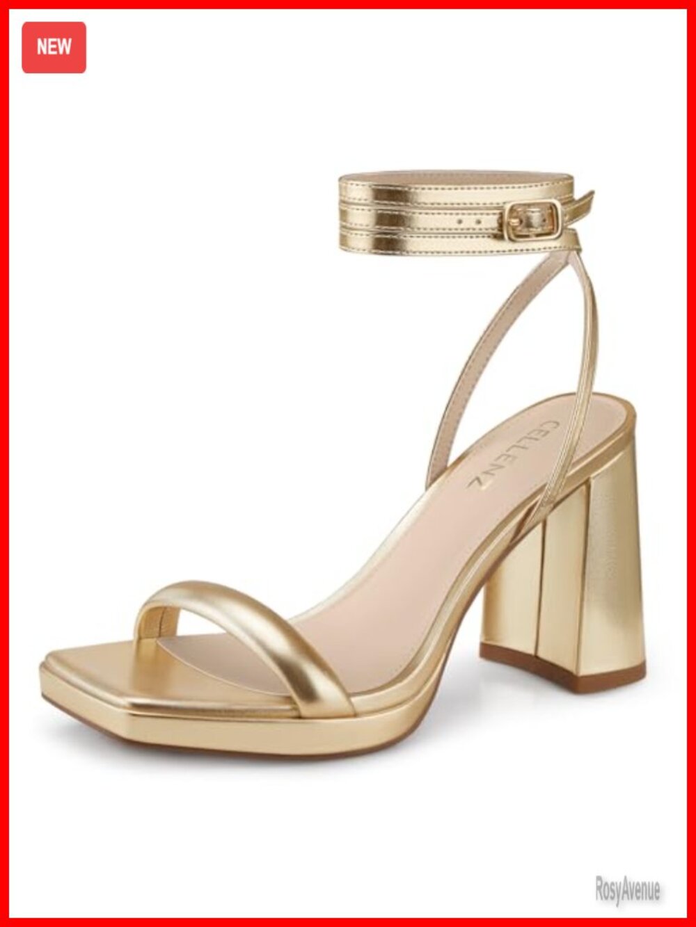Women's Chunky Platform Heeled Sandals Square Open Toe Ankle Strap